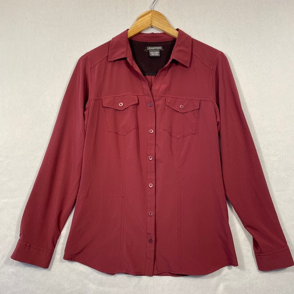 EXOFFICIO Women’s Size Medium Travel Ready Vented Button Front Shirt Stretch - Picture 1 of 7